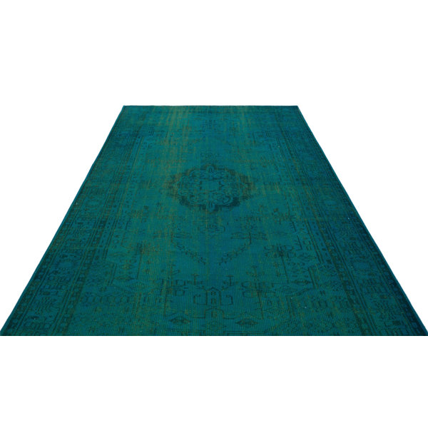 Rug N Carpet OneofaKind 6'3" X 9'5" 1960s Wool Area Rug in Turquoise